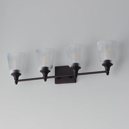 Maxim Lighting Julip 32in 4-Light Bath Vanity | Traditional Dark Bronze and Clear Ribbed Glass | Bathroom Vanity & Powder Room | Model 21544CRDBZ