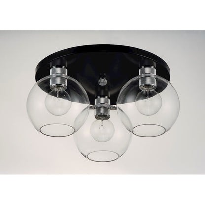 Maxim Lighting Vessel 3-Light Flush Mount, Black/Brushed Aluminum