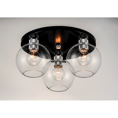 Maxim Lighting Vessel 3-Light Flush Mount, Black/Brushed Aluminum