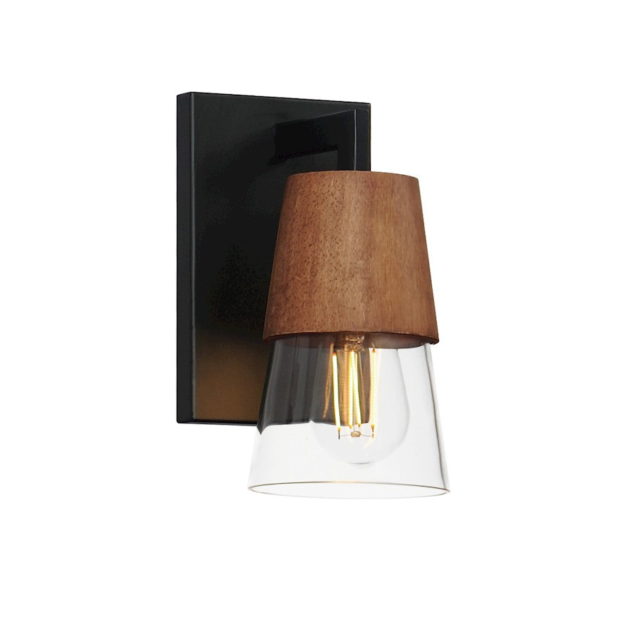 Maxim Lighting Carpenter 1 Light Bath Vanity, Walnut/Black/Clear