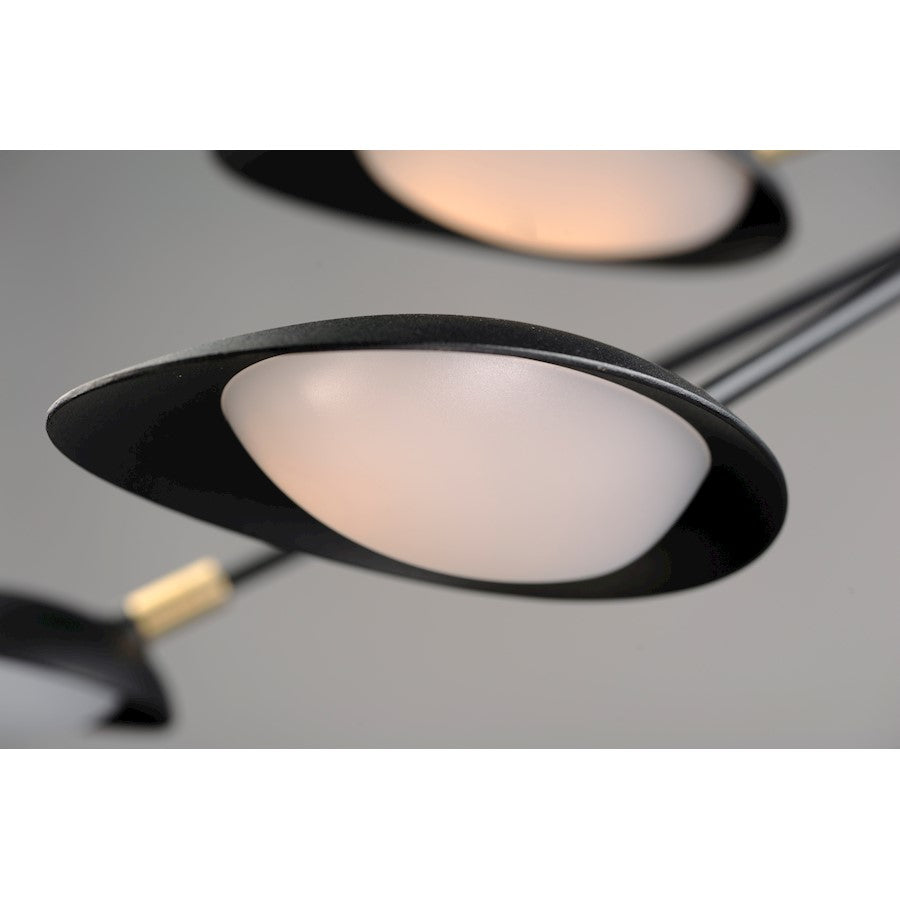 6 Light Pendant, Black/Satin Brass