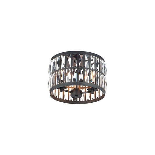 Maxim Lighting Madeline 3-Light Flush Mount, Black/Beveled Crystal