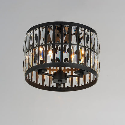 Maxim Lighting Madeline 3-Light Flush Mount, Black/Beveled Crystal