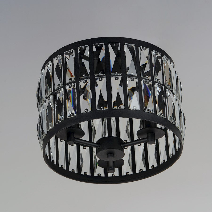 Maxim Lighting Madeline 3-Light Flush Mount, Black/Beveled Crystal