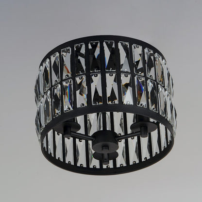 Maxim Lighting Madeline 3-Light Flush Mount, Black/Beveled Crystal