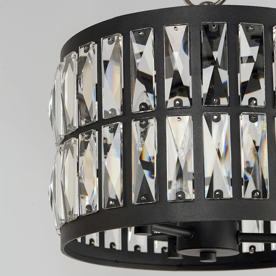 Maxim Lighting Madeline 3-Light Flush Mount, Black/Beveled Crystal
