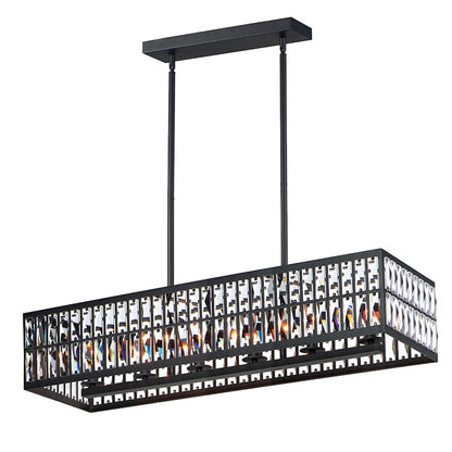 10 Light Linear Pendant, Black