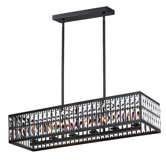 10 Light Linear Pendant, Black