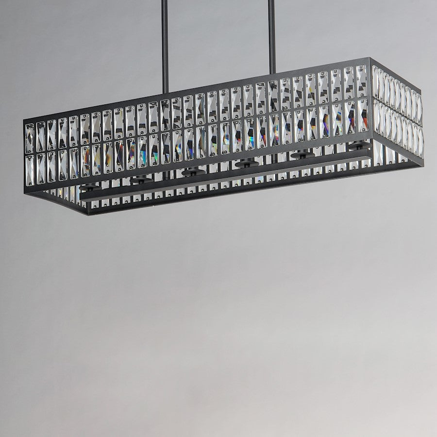 10 Light Linear Pendant, Black