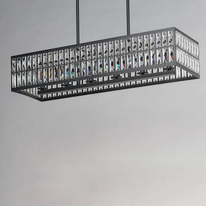10 Light Linear Pendant, Black