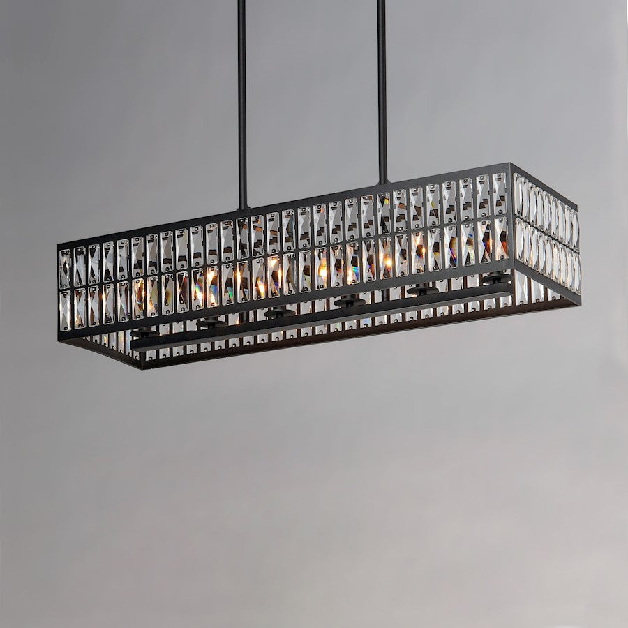 10 Light Linear Pendant, Black