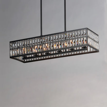 10 Light Linear Pendant, Black