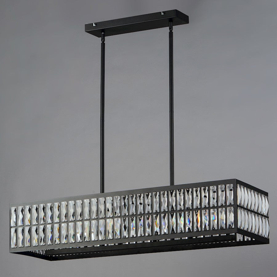 10 Light Linear Pendant, Black