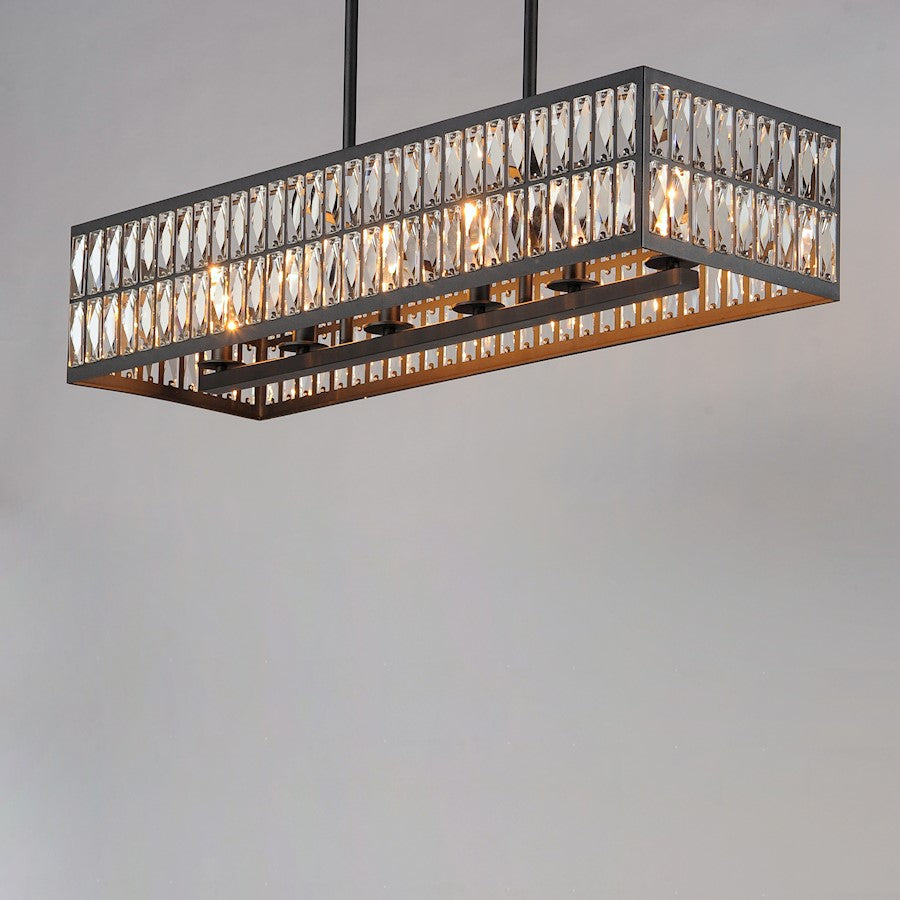 10 Light Linear Pendant, Black