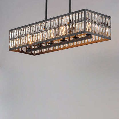 10 Light Linear Pendant, Black
