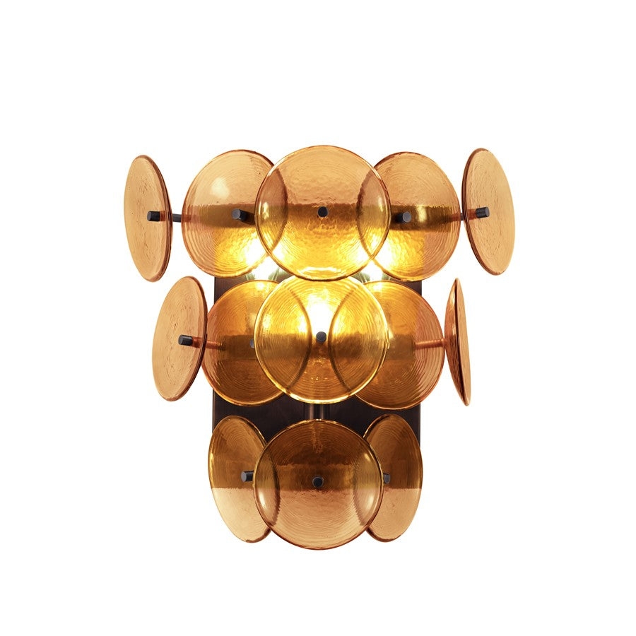 Maxim Lighting Loren 3 Light Wall Sconce, Gunmetal/Amber