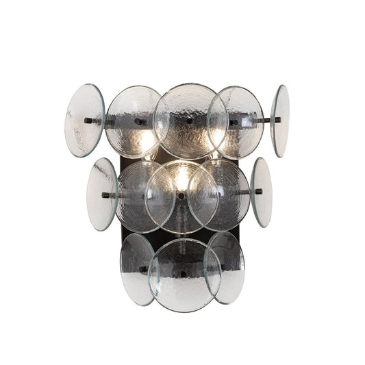 Maxim Lighting Loren 3 Light Wall Sconce, Gunmetal/Textured Clear