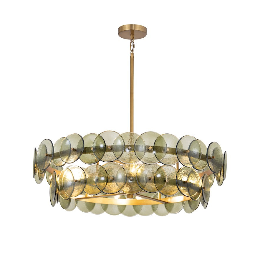 Maxim Lighting Loren 4Lt 30" Chandelier, Brass/Green Vintage