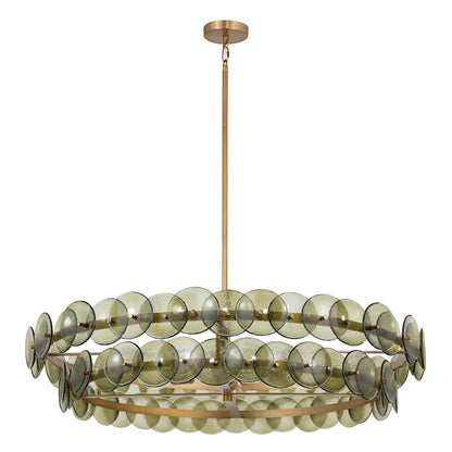 Maxim Lighting Loren 6Lt 42" Chandelier, Brass/Green Vintage