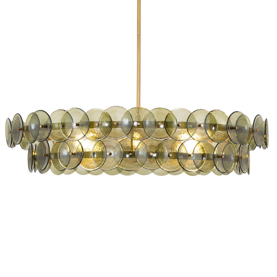 Maxim Lighting Loren 6Lt 42" Chandelier, Brass/Green Vintage