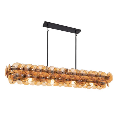 Maxim Lighting Loren 4 Light 54" Linear Chandelier, Gunmetal/Amber