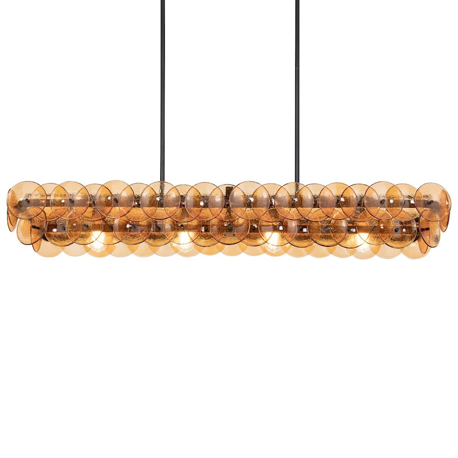 Maxim Lighting Loren 4 Light 54" Linear Chandelier, Gunmetal/Amber
