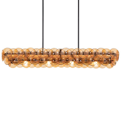 Maxim Lighting Loren 4 Light 54" Linear Chandelier, Gunmetal/Amber