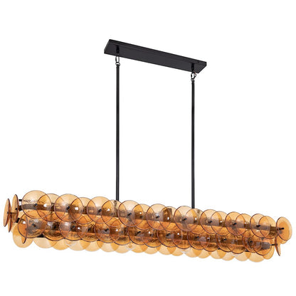 Maxim Lighting Loren 4 Light 54" Linear Chandelier, Gunmetal/Amber