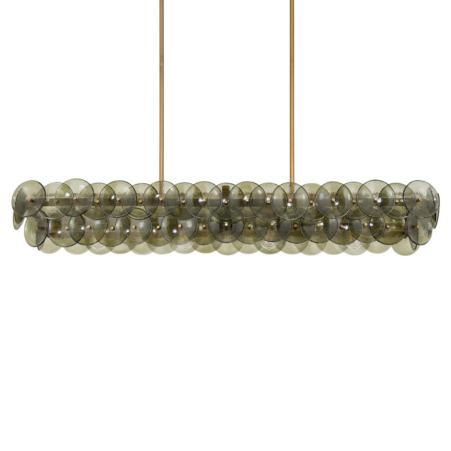 Maxim Lighting Loren 4Lt 54" Linear Chandelier, Brass/Green Vintage