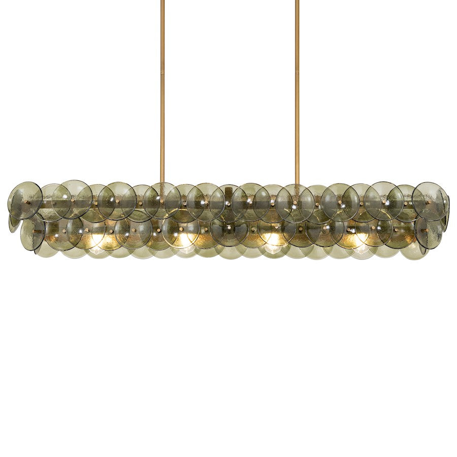 Maxim Lighting Loren 4Lt 54" Linear Chandelier, Brass/Green Vintage