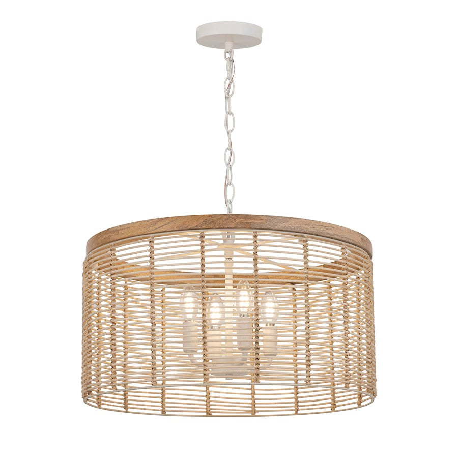 Maxim Lighting Vannerie 4 Light Pendant, Ecru
