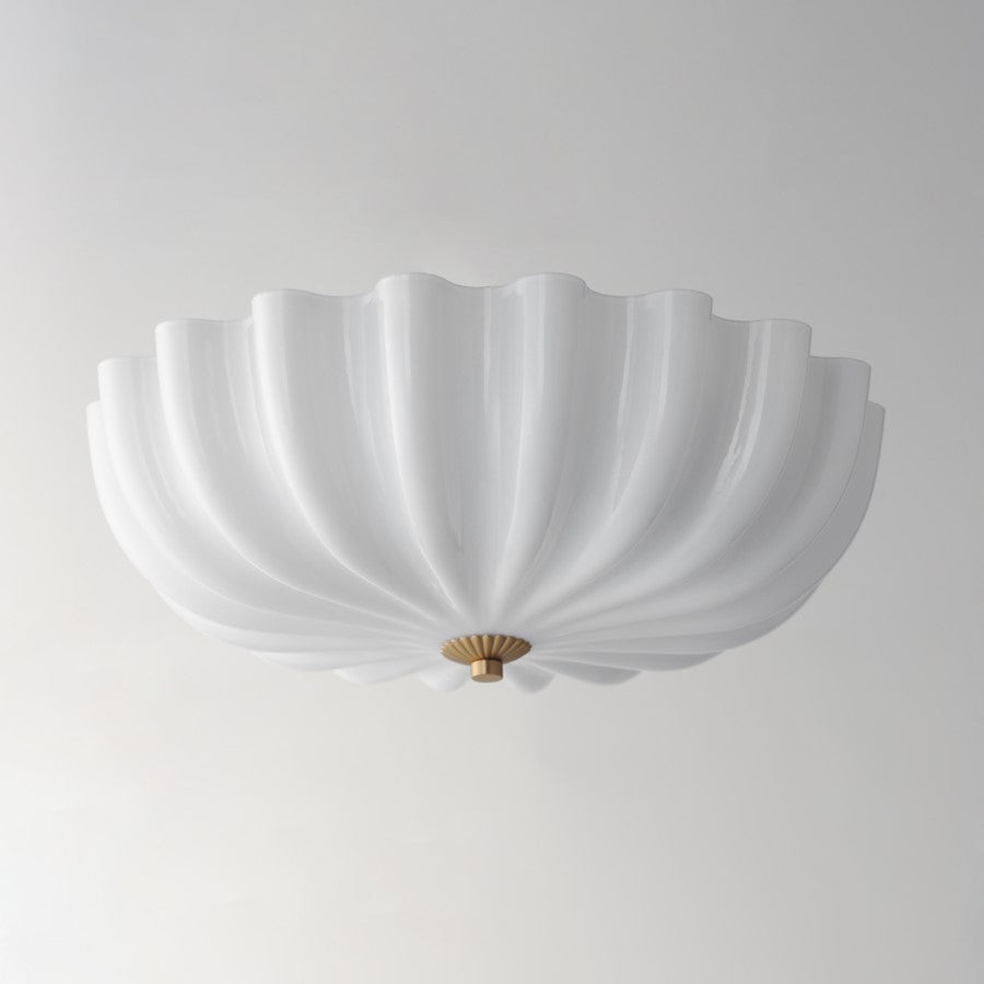 Maxim Lighting Bundt 3 Light 6" Semi-Flush Mount, White/Aged Brass