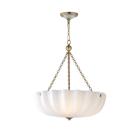 Maxim Lighting Bundt 3 Light 18" Semi-Flush Mount, White/Aged Brass