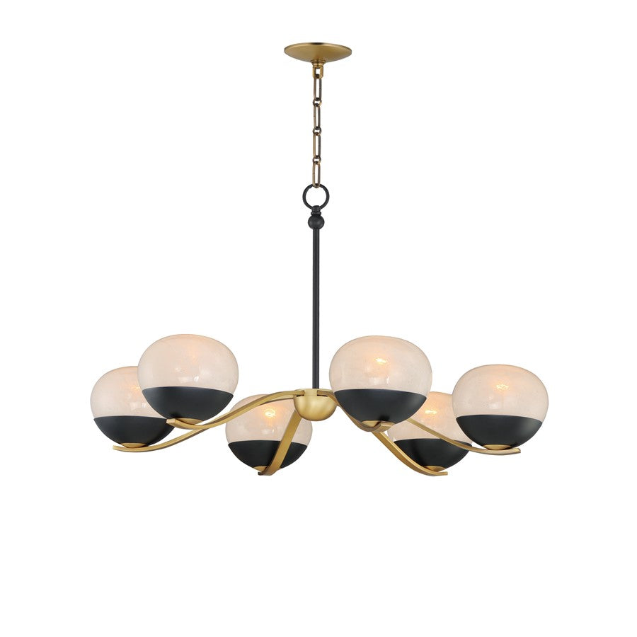 Maxim Lucerne 6Lt Single-Tier Chandelier, Black/Brass/Marble - 24646MRBKNAB