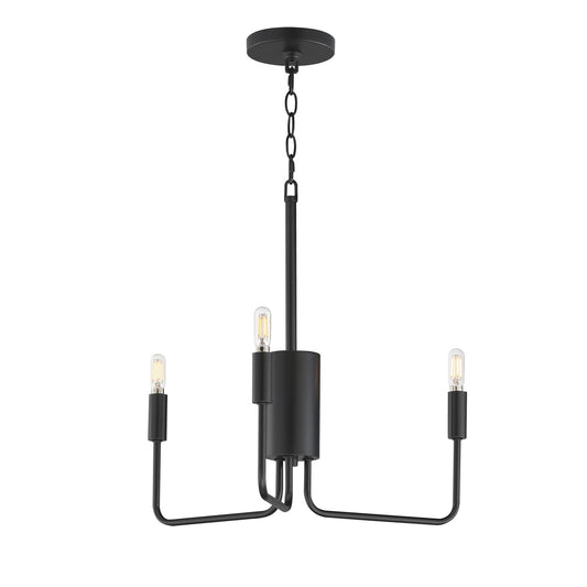 Maxim Lighting Abner 21in 3-Light Chandelier | Modern Black Steel | Dining Room & Foyer | 21 x 21 x 21 in | Model 24863BK