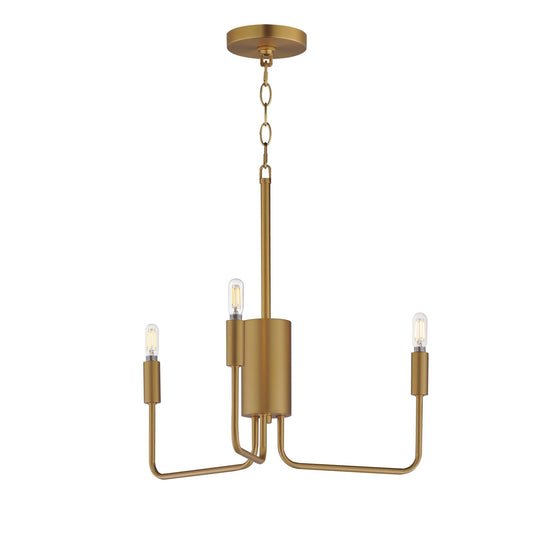 Maxim Lighting Abner 21in 3-Light Chandelier | Modern Natural Aged Brass Steel | Dining Room & Foyer | 21 x 21 x 21 in | Model 24863NAB