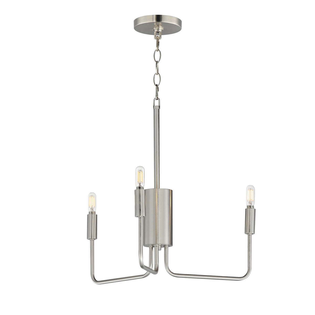 Maxim Lighting Abner 21in 3-Light Chandelier | Modern Satin Nickel Steel | Dining Room & Foyer | 21 x 21 x 21 in | Model 24863SN