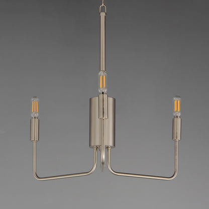 Maxim Lighting Abner 21in 3-Light Chandelier | Modern Satin Nickel Steel | Dining Room & Foyer | 21 x 21 x 21 in | Model 24863SN