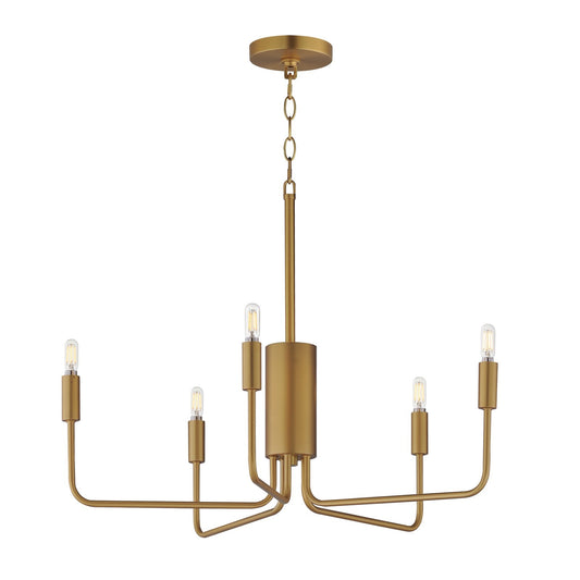 Maxim Lighting Abner 24in 5-Light Chandelier | Modern Natural Aged Brass Steel | Dining Room & Foyer | 24 x 24 x 21 in | Model 24865NAB