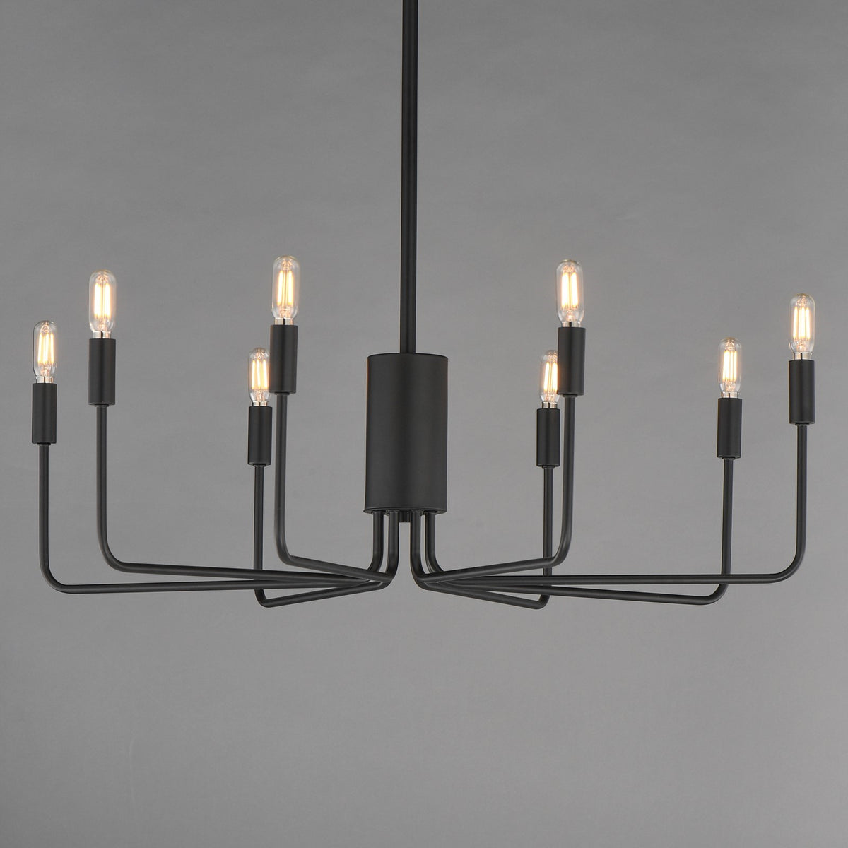 Maxim Lighting Abner 32in 8-Light Chandelier | Modern Black Steel | Dining Room & Foyer | 32 x 32 x 27 in | Model 24868BK