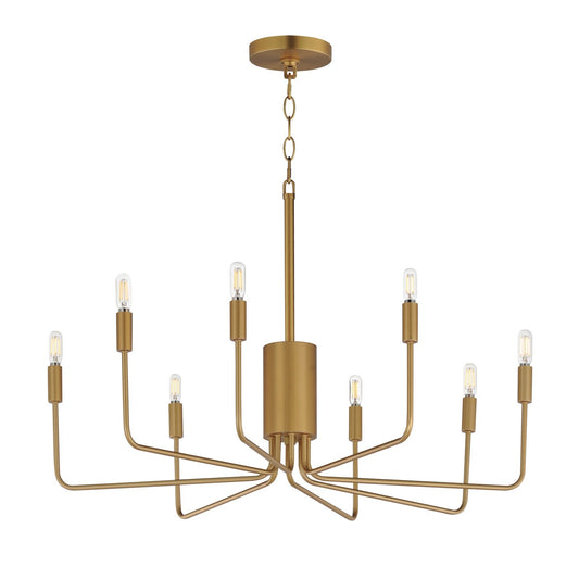 Maxim Lighting Abner 32in 8-Light Chandelier | Modern Natural Aged Brass Steel | Dining Room & Foyer | 32 x 32 x 27 in | Model 24868NAB