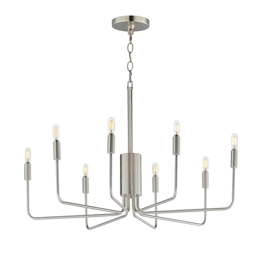 Maxim Lighting Abner 32in 8-Light Chandelier | Modern Satin Nickel Steel | Dining Room & Foyer | 32 x 32 x 27 in | Model 24868SN
