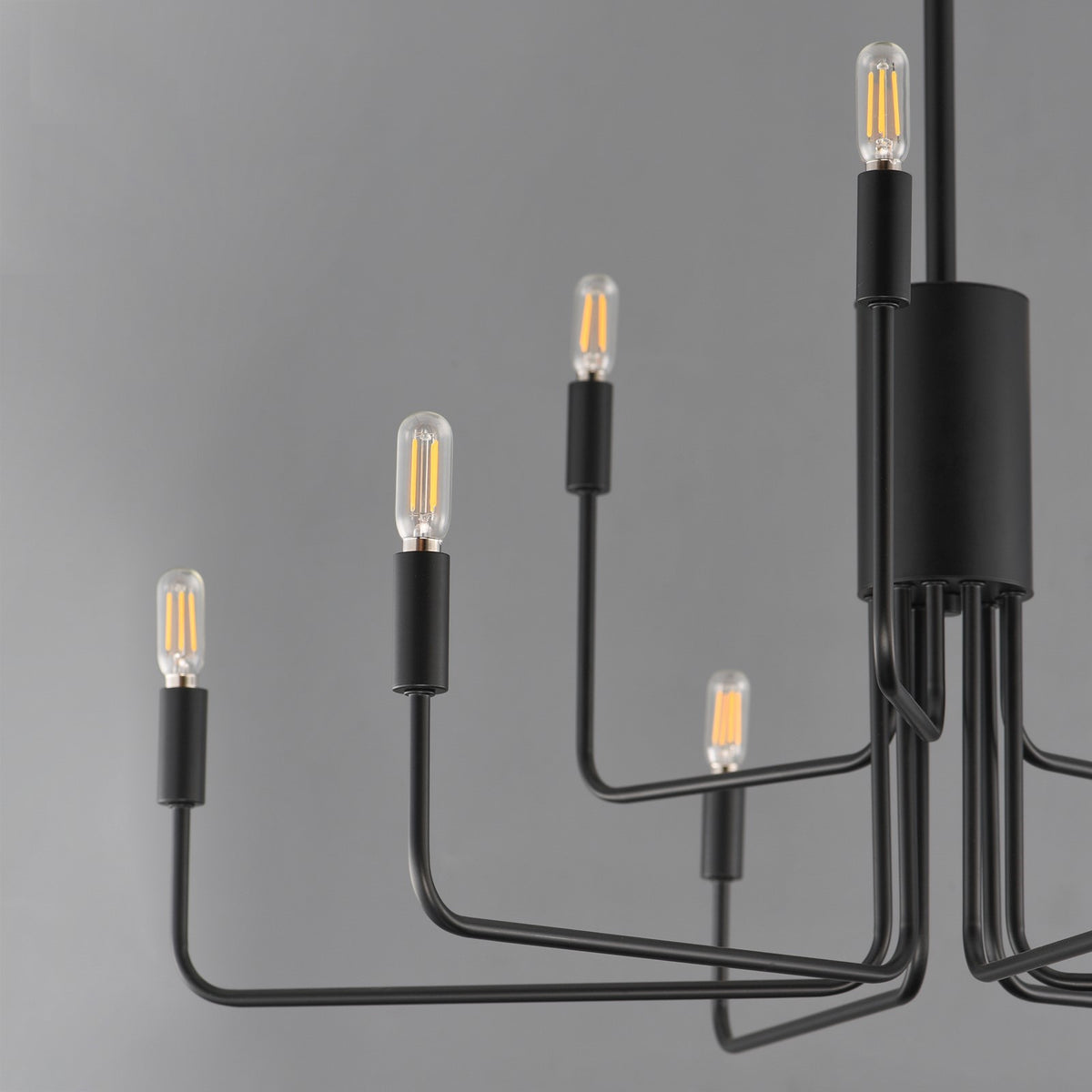 Maxim Lighting Abner 32in 9-Light Chandelier | Modern Black Steel | Dining Room & Foyer | 32 x 32 x 32 in | Model 24869BK