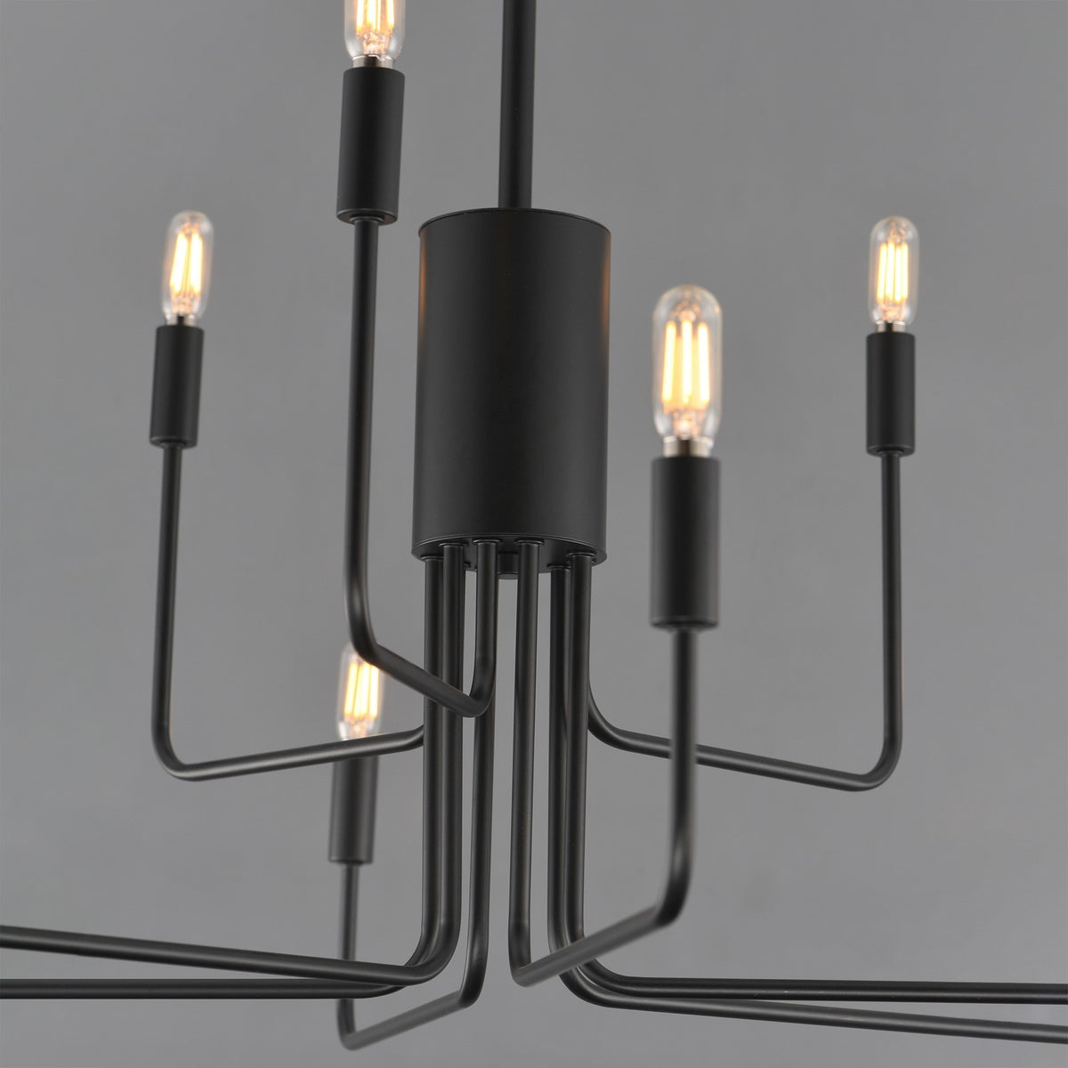 Maxim Lighting Abner 32in 9-Light Chandelier | Modern Black Steel | Dining Room & Foyer | 32 x 32 x 32 in | Model 24869BK