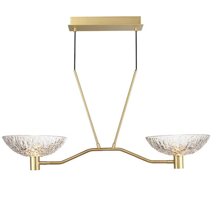 2 Light Linear Pendant, Brass/Clear