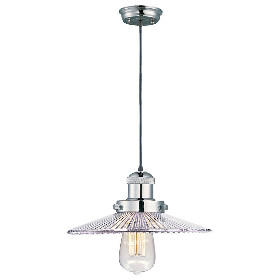 Maxim Lighting Mini Hi Bay 1 Light Pendant Stem Hung, Nickel/Clear