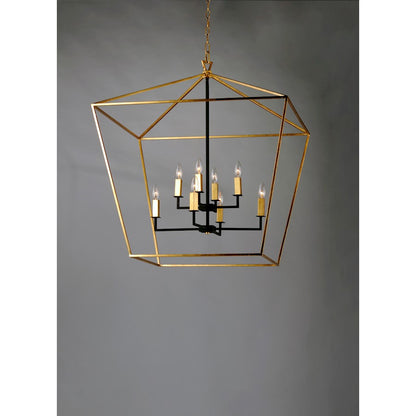 8 Light Chandelier, Gold Leaf
