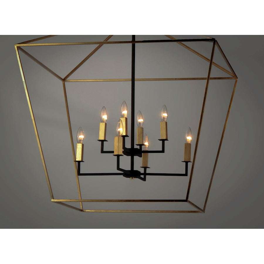 8 Light Chandelier, Gold Leaf