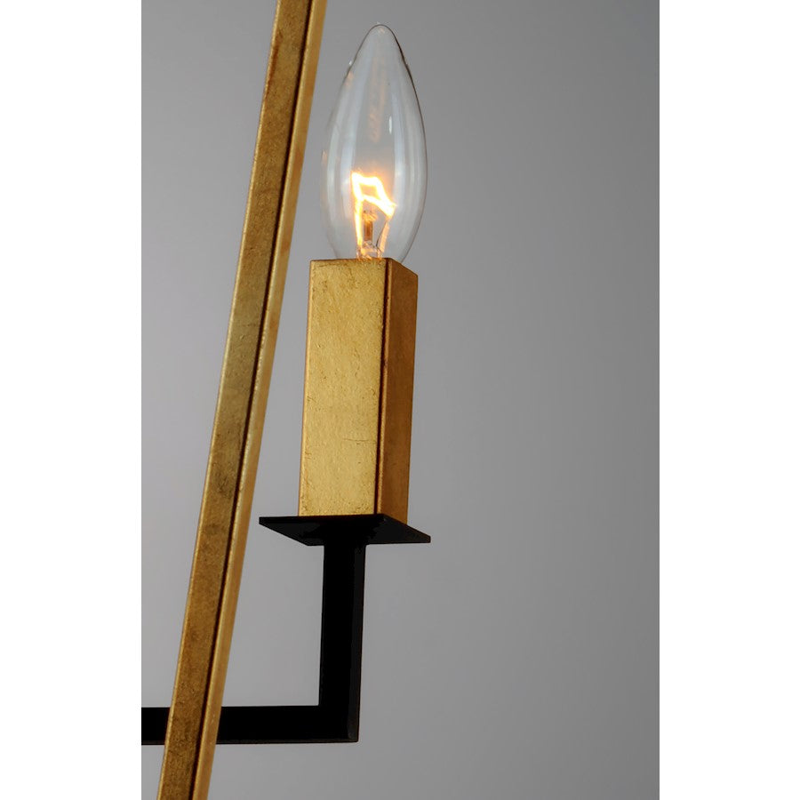 8 Light Chandelier, Gold Leaf