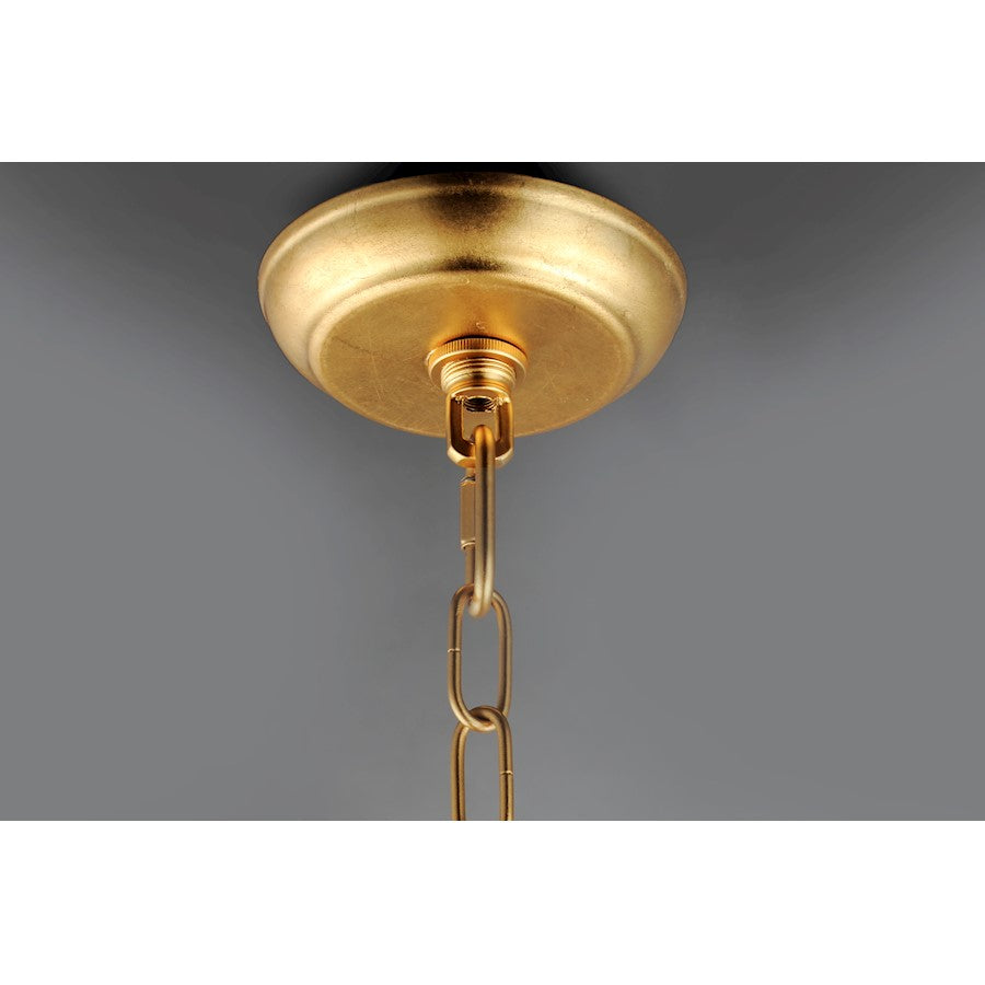 8 Light Chandelier, Gold Leaf